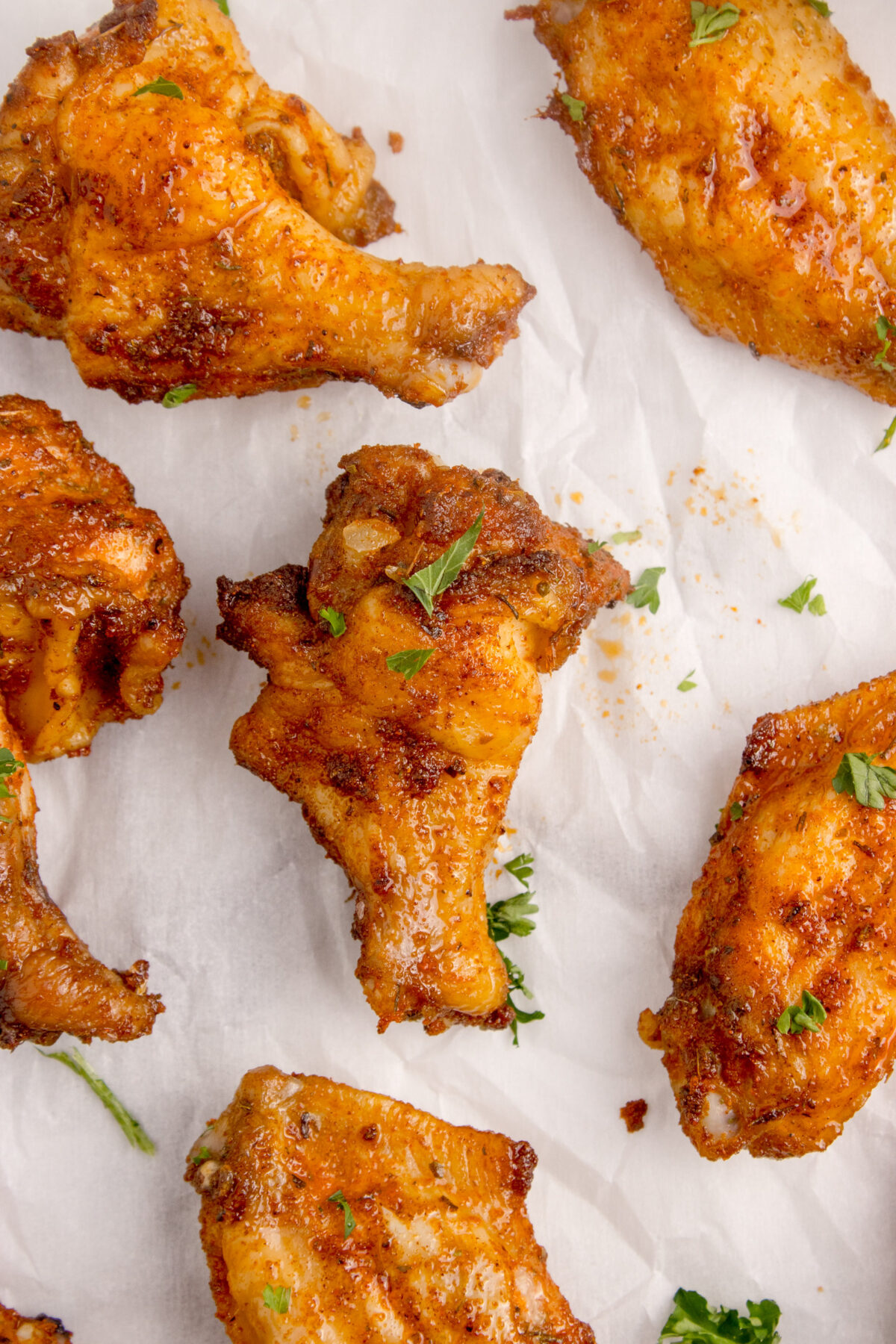 dry rub wings on parchment paper