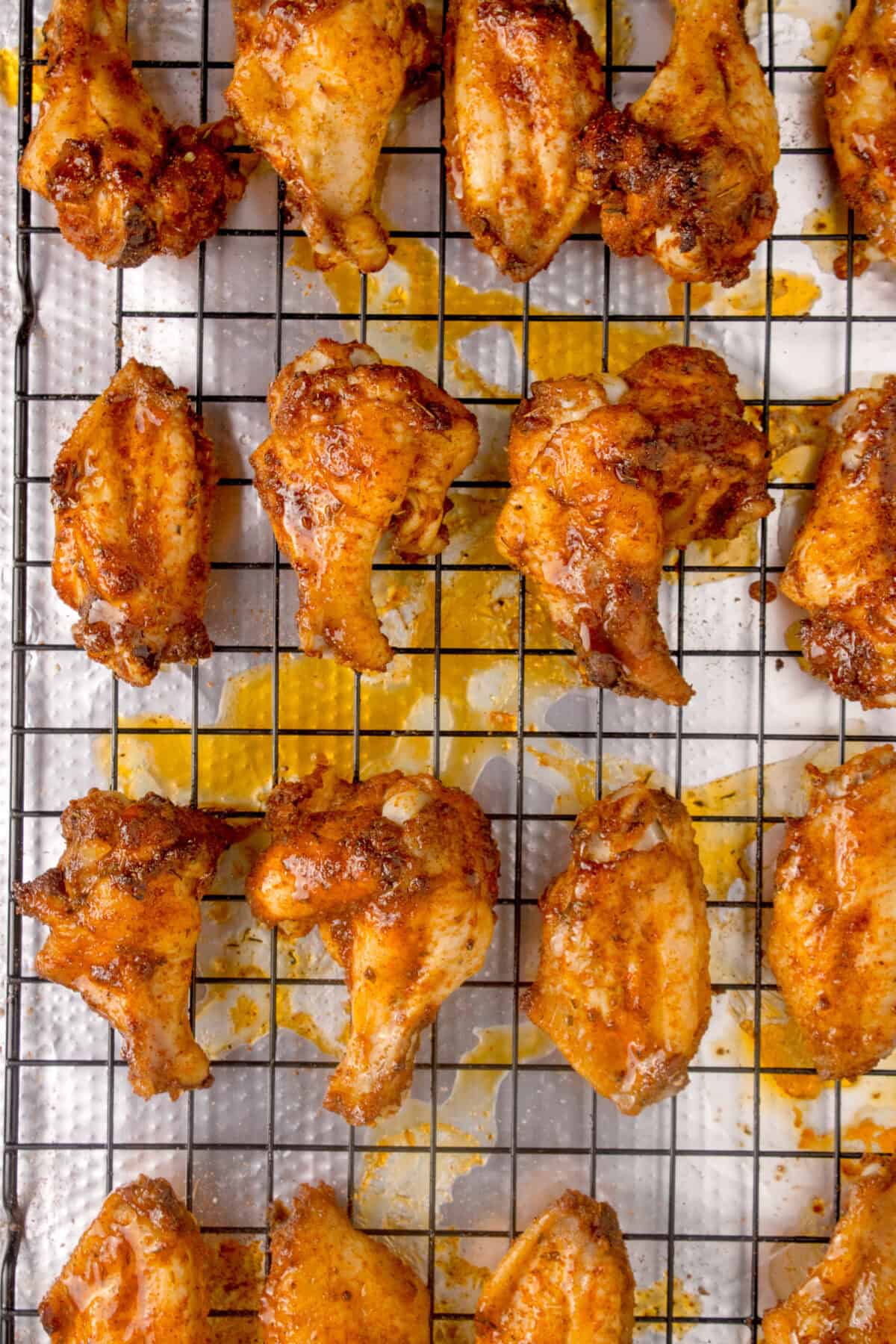 baked wings on a wire rack