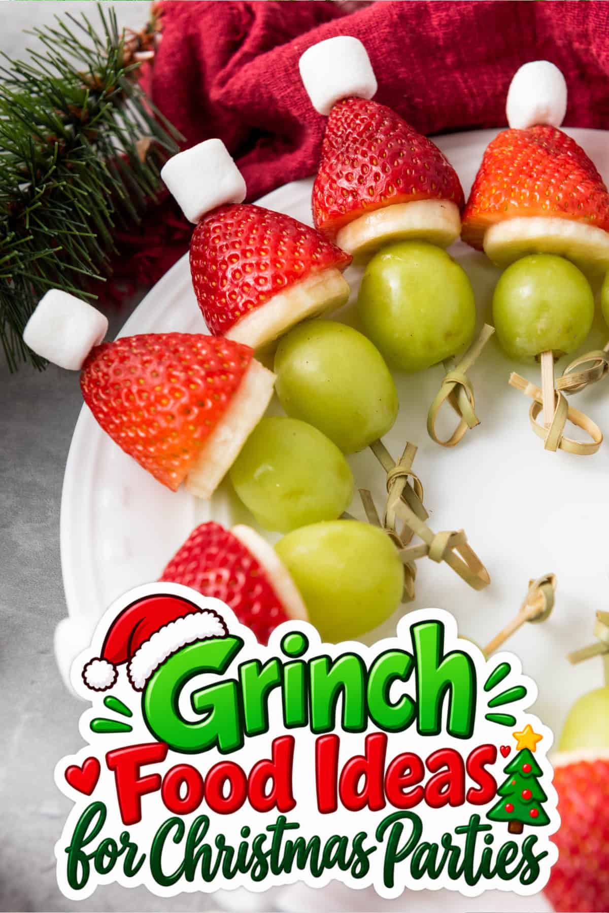 grinch fruit kabobs