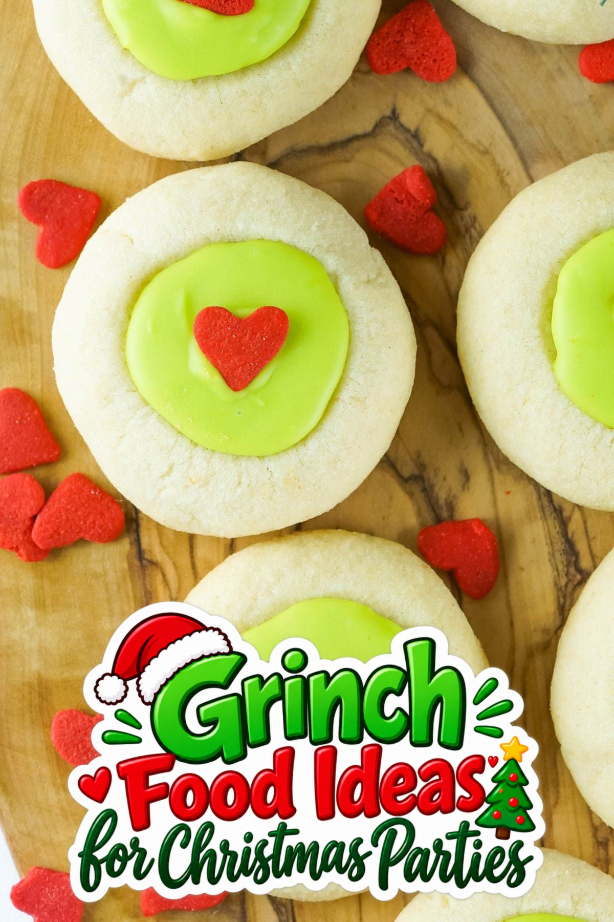 grinch thumbprint cookies