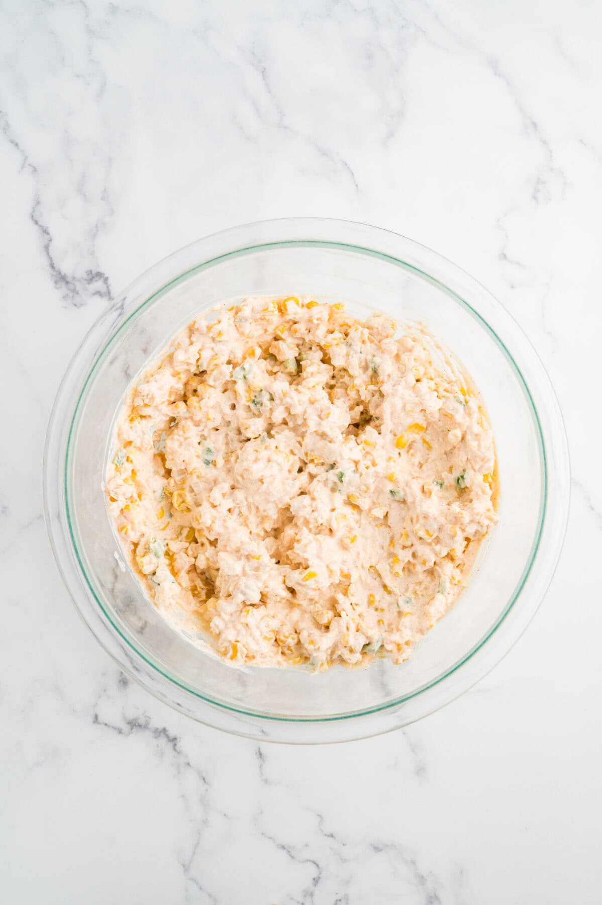 corn mixed into dip