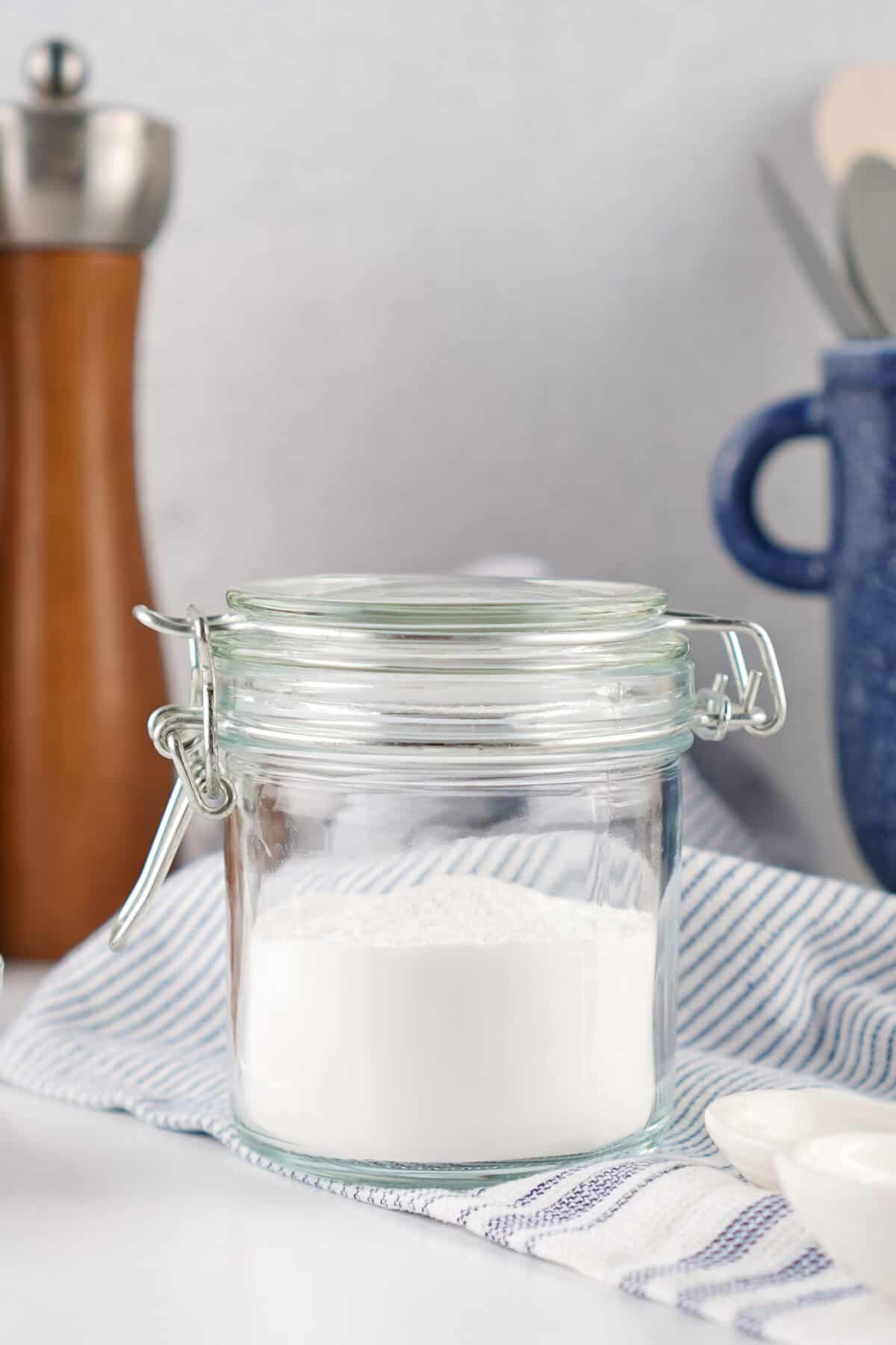 glass jar of homemade baking powder