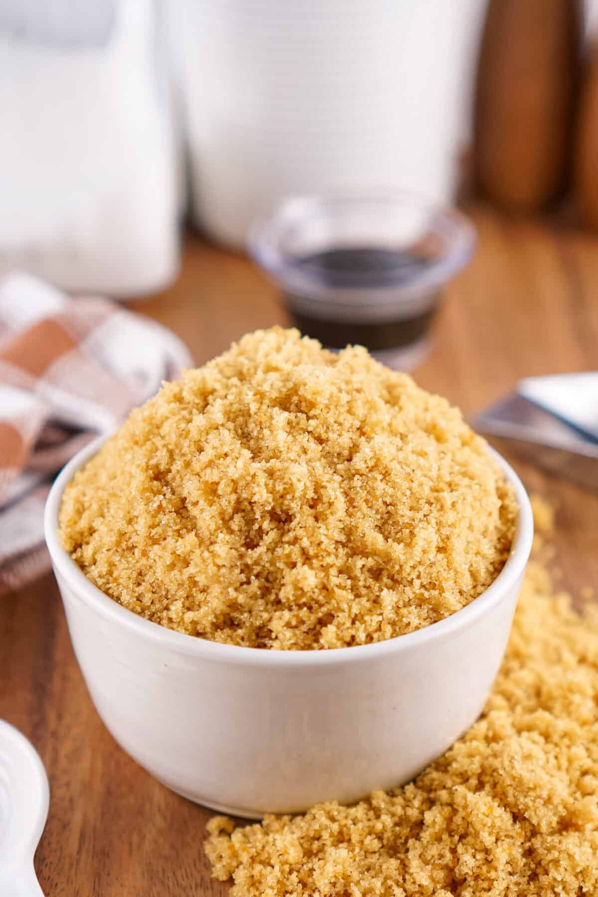homemade brown sugar in a white bowl