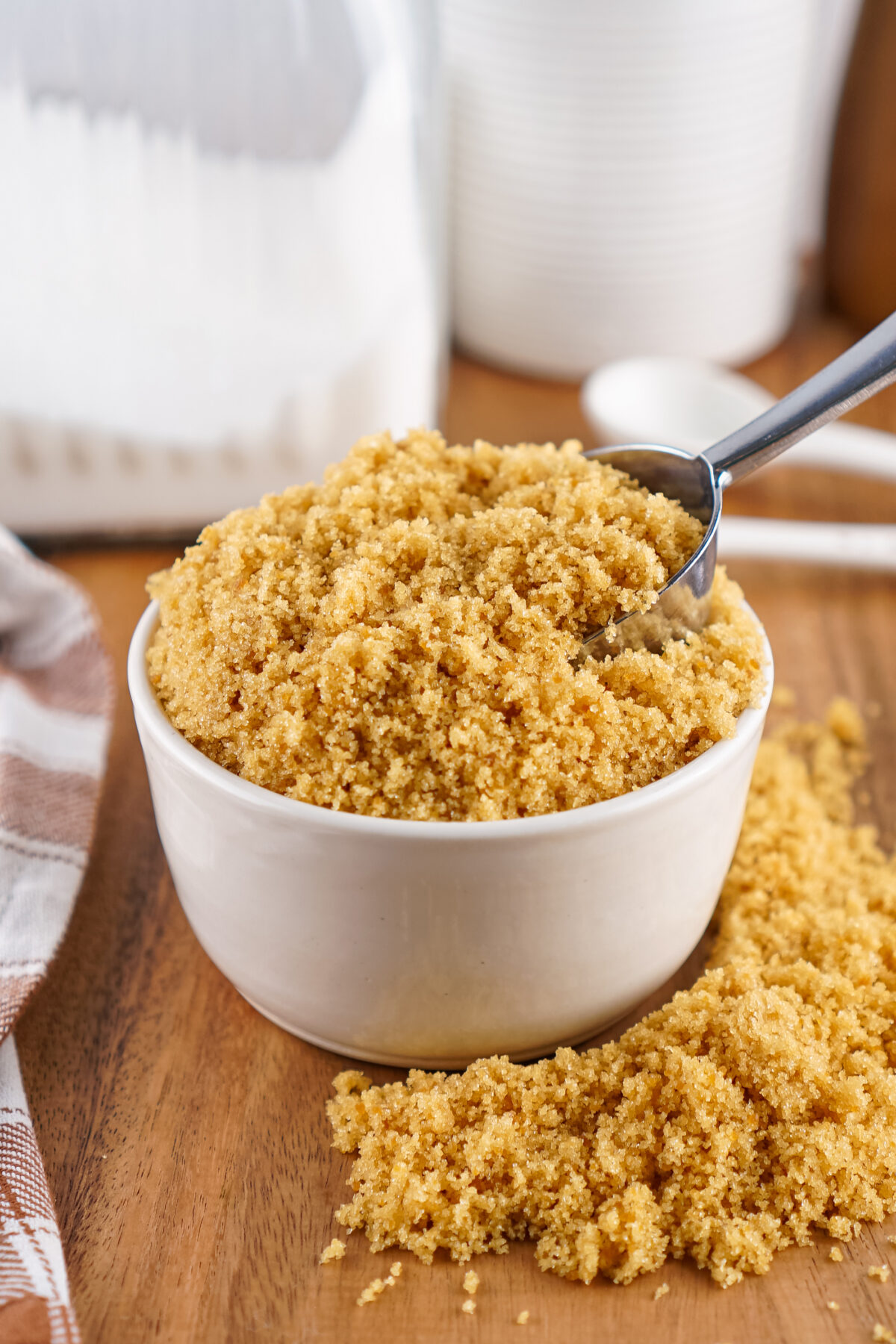 homemade brown sugar in a white bowl