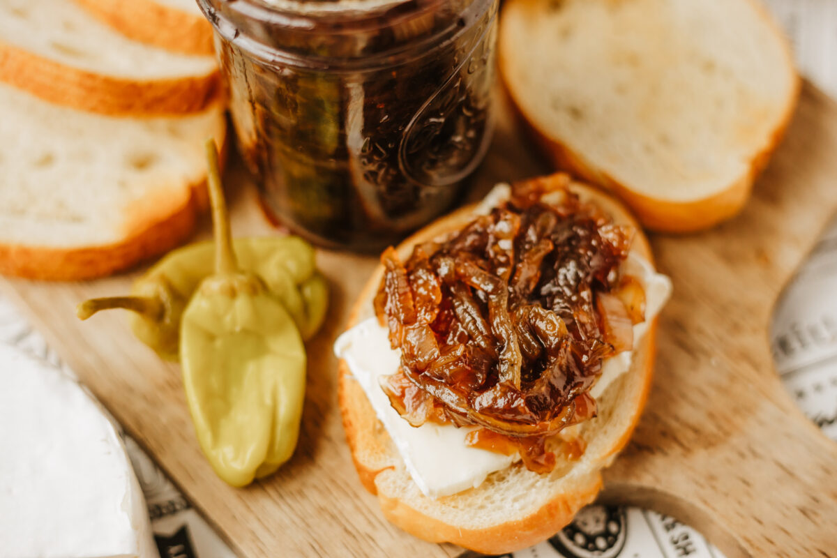 onion jam on crusty bread