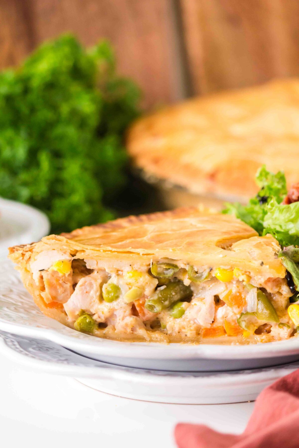 slice of turkey pot pie