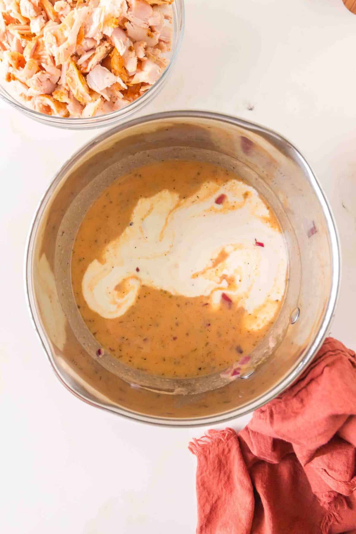 heavy cream added to pot pie sauce