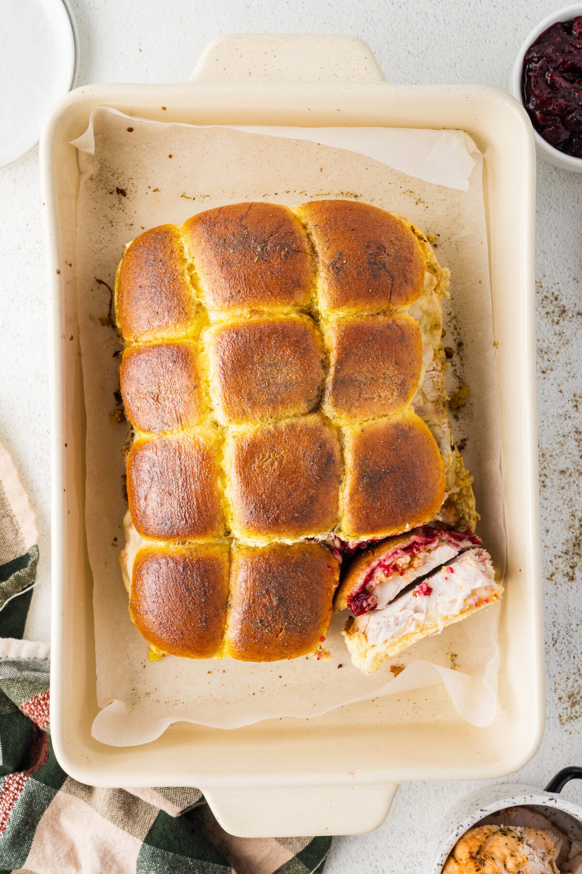 turkey sliders in a baking dish