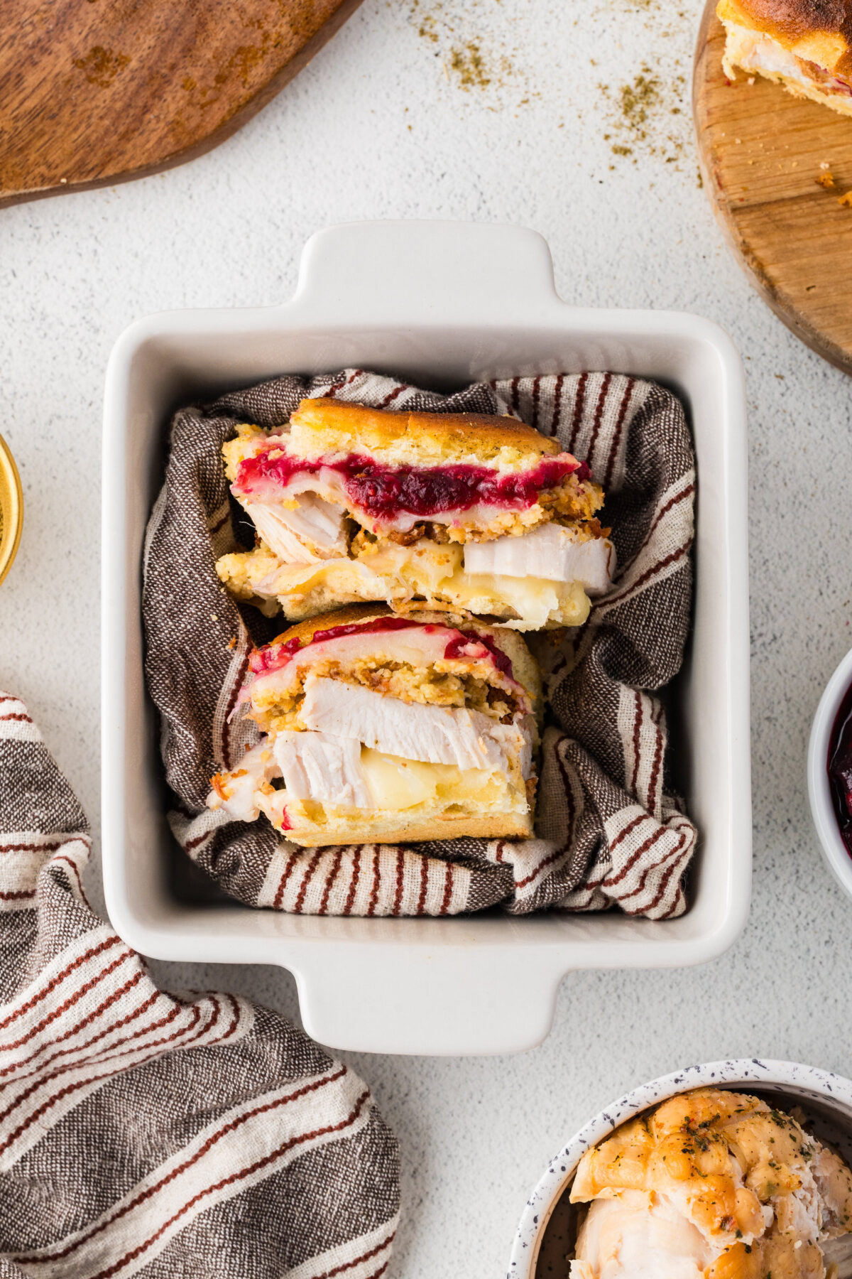 turkey sliders in a square baking dish