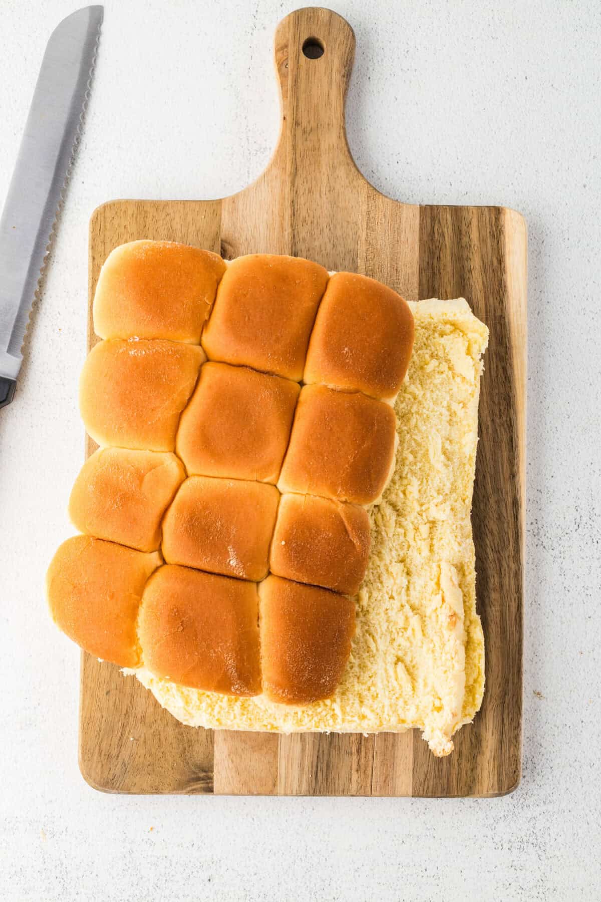 hawaiian rolls cut in half