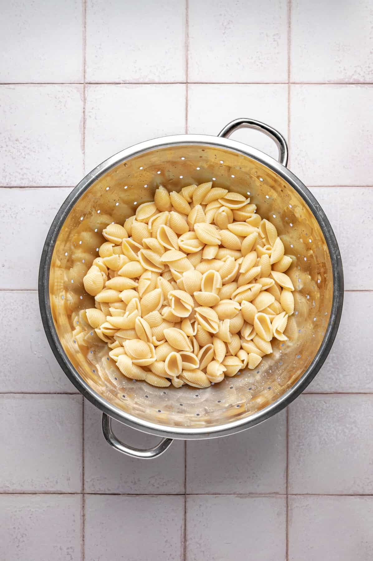 pasta in a collander